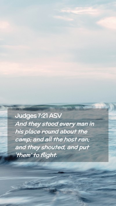 Picture 02 - Judges 7:21 ASV Mobile Phone Wallpaper - And they stood every man in his place round about - Mobile Bible Verse Wallpaper