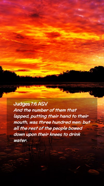 Picture 02 - Judges 7:6 ASV Mobile Phone Wallpaper - And the number of them that lapped, putting their - Mobile Bible Verse Wallpaper