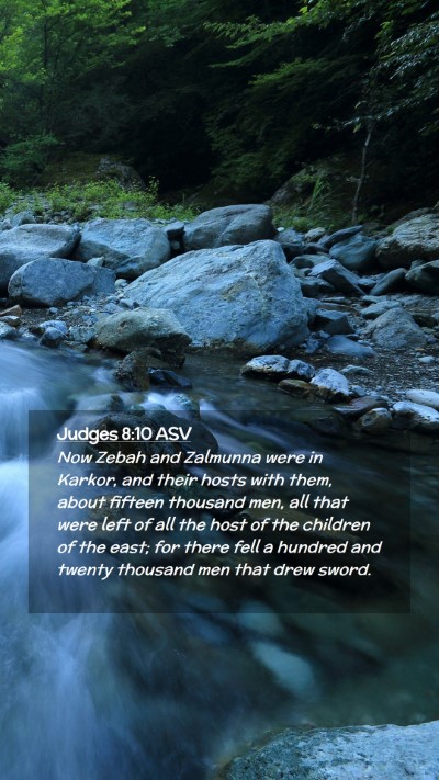 Picture 02 - Judges 8:10 ASV Mobile Phone Wallpaper - Now Zebah and Zalmunna were in Karkor, and their - Mobile Bible Verse Wallpaper