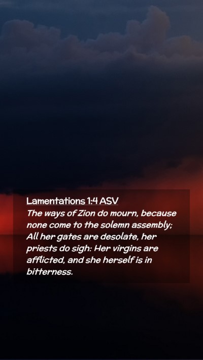 Picture 02 - Lamentations 1:4 ASV Mobile Phone Wallpaper - The ways of Zion do mourn, because none come to - Mobile Bible Verse Wallpaper