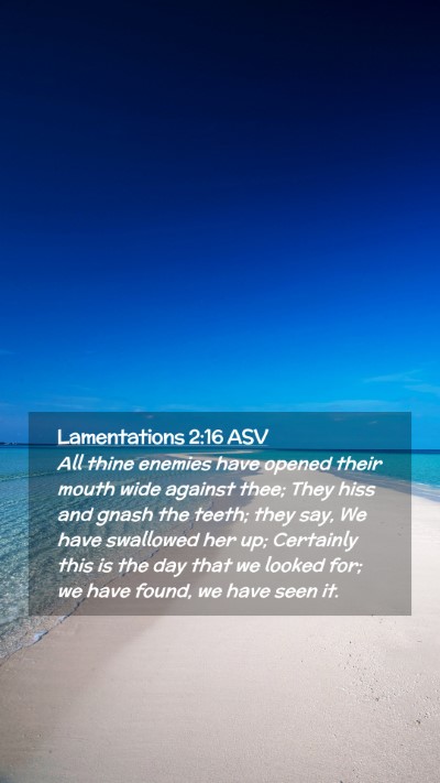 Picture 02 - Lamentations 2:16 ASV Mobile Phone Wallpaper - All thine enemies have opened their mouth wide - Mobile Bible Verse Wallpaper