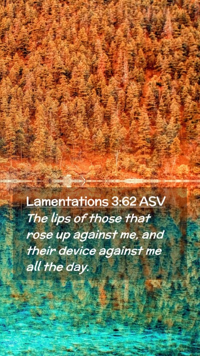 Picture 02 - Lamentations 3:62 ASV Mobile Phone Wallpaper - The lips of those that rose up against me, and - Mobile Bible Verse Wallpaper