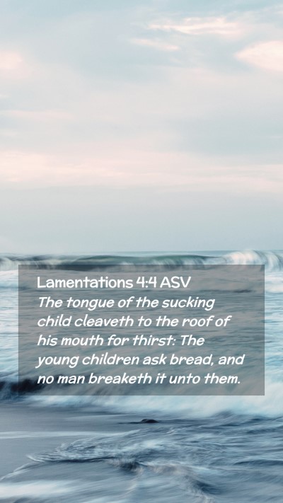 Picture 02 - Lamentations 4:4 ASV Mobile Phone Wallpaper - The tongue of the sucking child cleaveth to the - Mobile Bible Verse Wallpaper