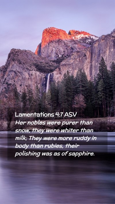 Picture 02 - Lamentations 4:7 ASV Mobile Phone Wallpaper - Her nobles were purer than snow, they were whiter - Mobile Bible Verse Wallpaper