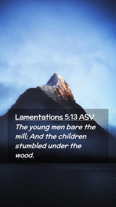 Picture 02 - Lamentations 5:13 ASV Mobile Phone Wallpaper - The young men bare the mill; And the children - Mobile Bible Verse Wallpaper