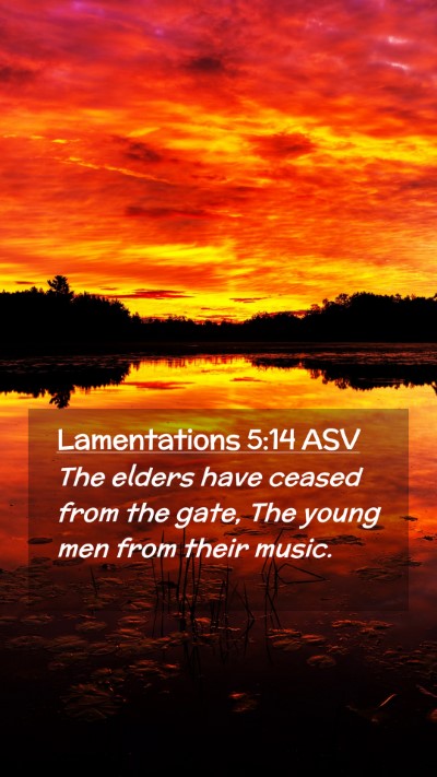 Picture 02 - Lamentations 5:14 ASV Mobile Phone Wallpaper - The elders have ceased from the gate, The young - Mobile Bible Verse Wallpaper