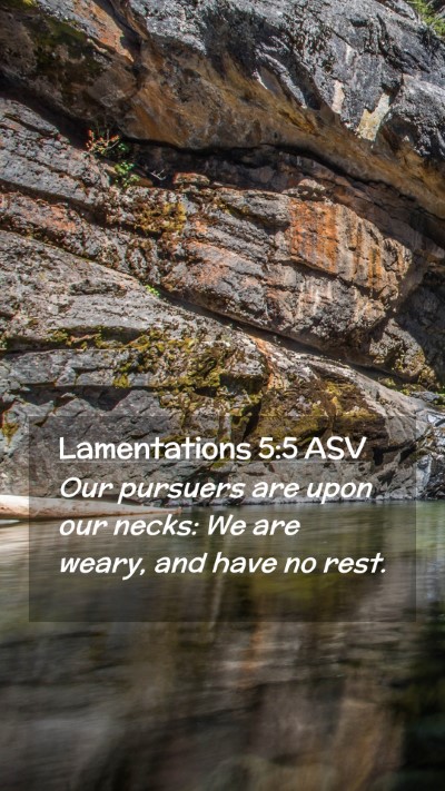Picture 02 - Lamentations 5:5 ASV Mobile Phone Wallpaper - Our pursuers are upon our necks: We are weary, - Mobile Bible Verse Wallpaper