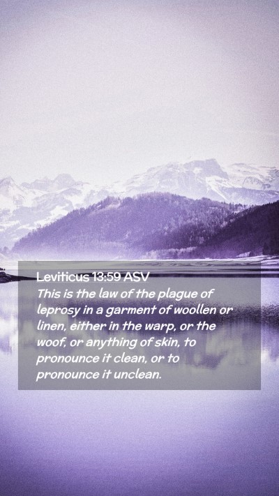 Picture 02 - Leviticus 13:59 ASV Mobile Phone Wallpaper - This is the law of the plague of leprosy in a - Mobile Bible Verse Wallpaper