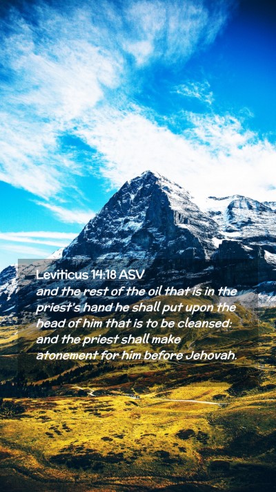 Picture 02 - Leviticus 14:18 ASV Mobile Phone Wallpaper - and the rest of the oil that is in the priest's - Mobile Bible Verse Wallpaper