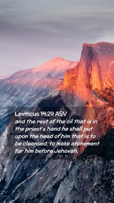 Picture 02 - Leviticus 14:29 ASV Mobile Phone Wallpaper - and the rest of the oil that is in the priest's - Mobile Bible Verse Wallpaper