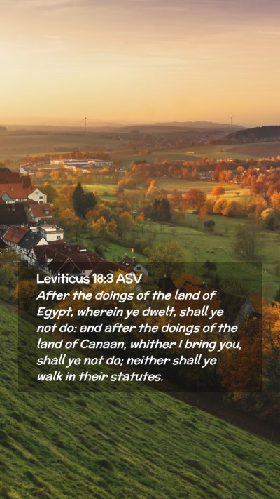 Picture 02 - Leviticus 18:3 ASV Mobile Phone Wallpaper - After the doings of the land of Egypt, wherein ye - Mobile Bible Verse Wallpaper