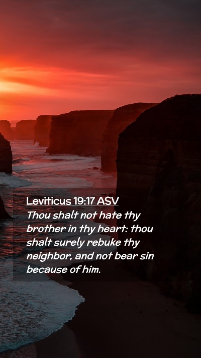 Picture 02 - Leviticus 19:17 ASV Mobile Phone Wallpaper - Thou shalt not hate thy brother in thy heart: - Mobile Bible Verse Wallpaper