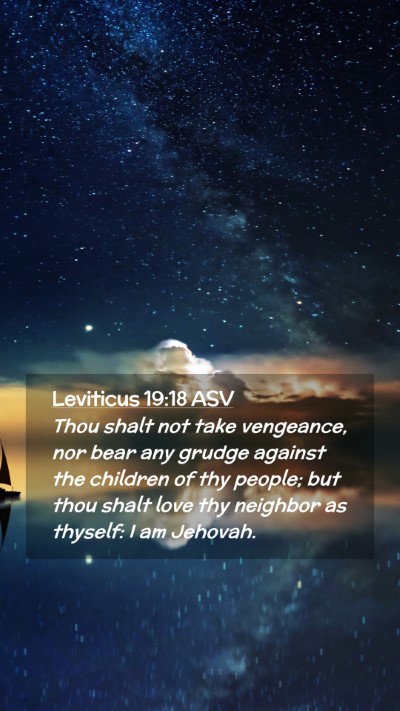 Picture 02 - Leviticus 19:18 ASV Mobile Phone Wallpaper - Thou shalt not take vengeance, nor bear any - Mobile Bible Verse Wallpaper