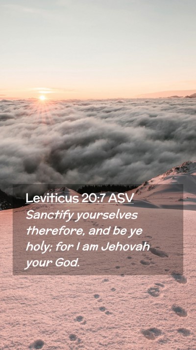 Picture 02 - Leviticus 20:7 ASV Mobile Phone Wallpaper - Sanctify yourselves therefore, and be ye holy; - Mobile Bible Verse Wallpaper