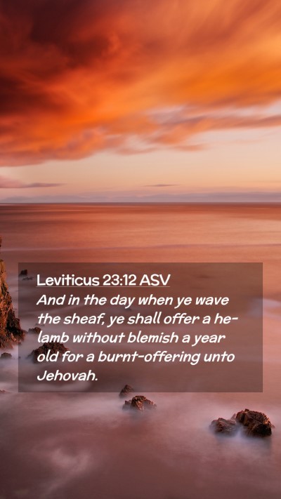 Picture 02 - Leviticus 23:12 ASV Mobile Phone Wallpaper - And in the day when ye wave the sheaf, ye shall - Mobile Bible Verse Wallpaper