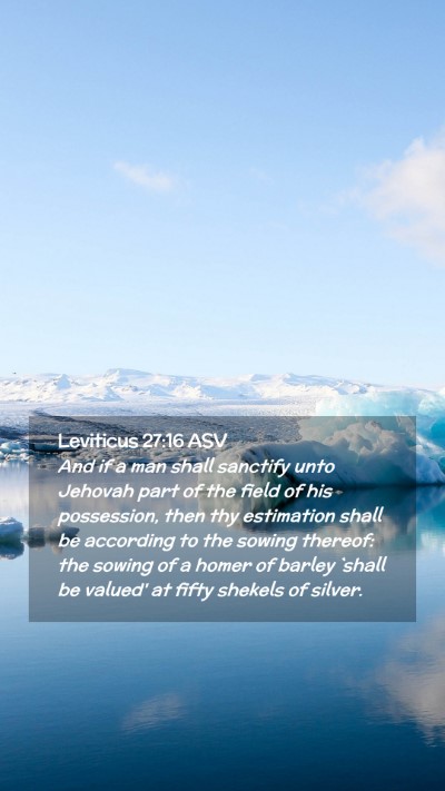 Picture 02 - Leviticus 27:16 ASV Mobile Phone Wallpaper - And if a man shall sanctify unto Jehovah part of - Mobile Bible Verse Wallpaper