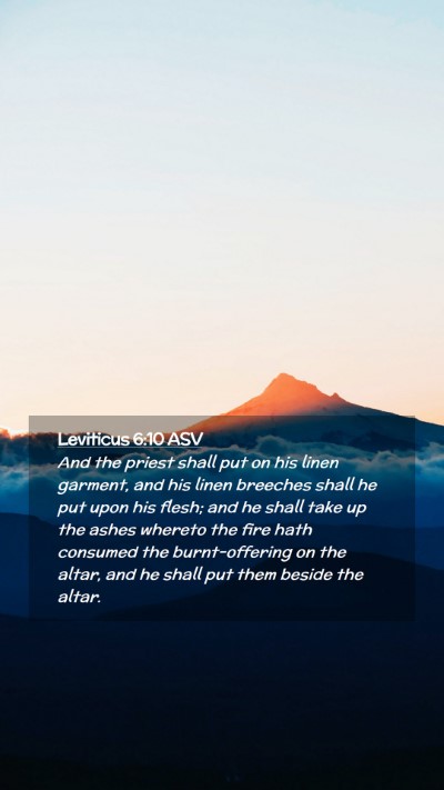Picture 02 - Leviticus 6:10 ASV Mobile Phone Wallpaper - And the priest shall put on his linen garment, - Mobile Bible Verse Wallpaper