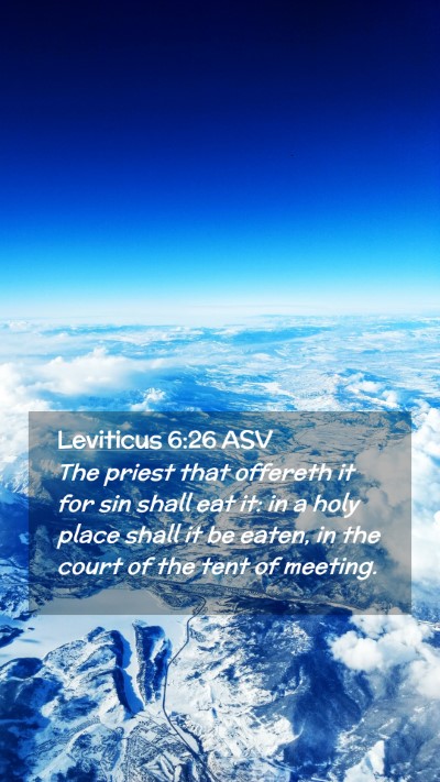 Picture 02 - Leviticus 6:26 ASV Mobile Phone Wallpaper - The priest that offereth it for sin shall eat it: - Mobile Bible Verse Wallpaper
