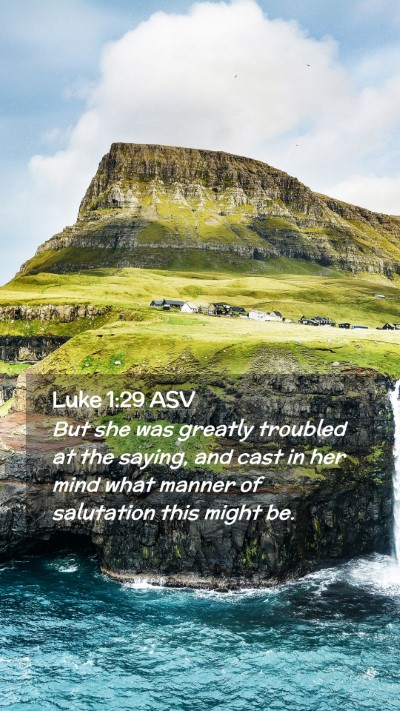 Picture 02 - Luke 1:29 ASV Mobile Phone Wallpaper - But she was greatly troubled at the saying, and - Mobile Bible Verse Wallpaper