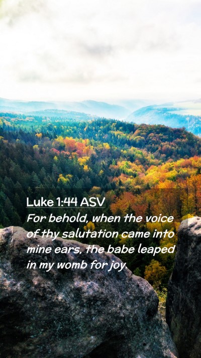 Picture 02 - Luke 1:44 ASV Mobile Phone Wallpaper - For behold, when the voice of thy salutation came - Mobile Bible Verse Wallpaper