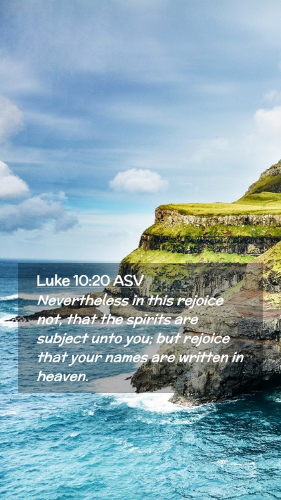 Picture 02 - Luke 10:20 ASV Mobile Phone Wallpaper - Nevertheless in this rejoice not, that the - Mobile Bible Verse Wallpaper