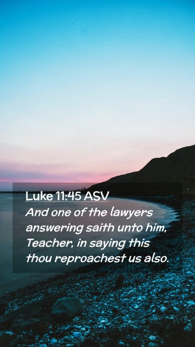 Picture 02 - Luke 11:45 ASV Mobile Phone Wallpaper - And one of the lawyers answering saith unto him, - Mobile Bible Verse Wallpaper