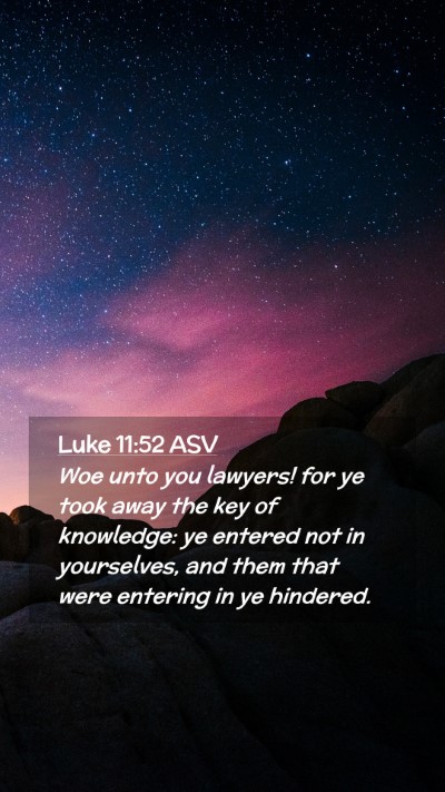 Picture 02 - Luke 11:52 ASV Mobile Phone Wallpaper - Woe unto you lawyers! for ye took away the key of - Mobile Bible Verse Wallpaper