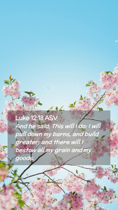 Picture 02 - Luke 12:18 ASV Mobile Phone Wallpaper - And he said, This will I do: I will pull down my - Mobile Bible Verse Wallpaper