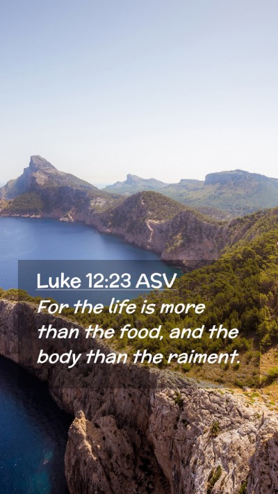 Picture 02 - Luke 12:23 ASV Mobile Phone Wallpaper - For the life is more than the food, and the body - Mobile Bible Verse Wallpaper