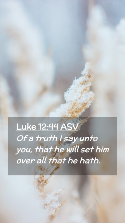 Picture 02 - Luke 12:44 ASV Mobile Phone Wallpaper - Of a truth I say unto you, that he will set him - Mobile Bible Verse Wallpaper