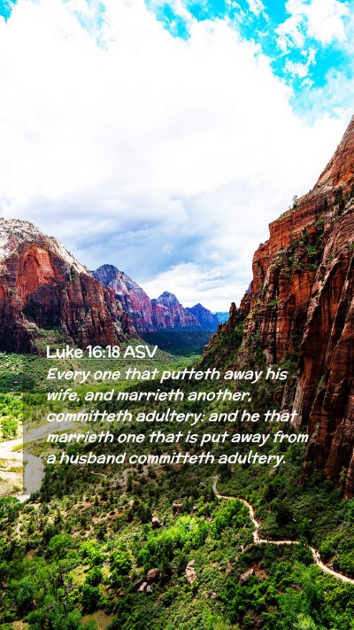 Picture 02 - Luke 16:18 ASV Mobile Phone Wallpaper - Every one that putteth away his wife, and - Mobile Bible Verse Wallpaper