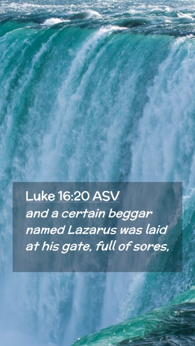 Picture 02 - Luke 16:20 ASV Mobile Phone Wallpaper - and a certain beggar named Lazarus was laid at - Mobile Bible Verse Wallpaper