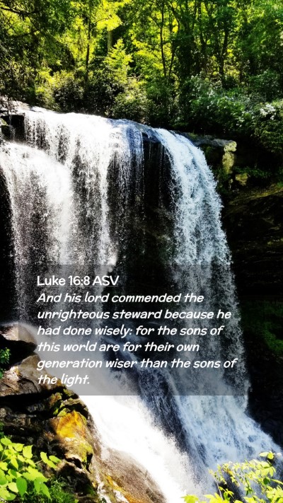 Picture 02 - Luke 16:8 ASV Mobile Phone Wallpaper - And his lord commended the unrighteous steward - Mobile Bible Verse Wallpaper