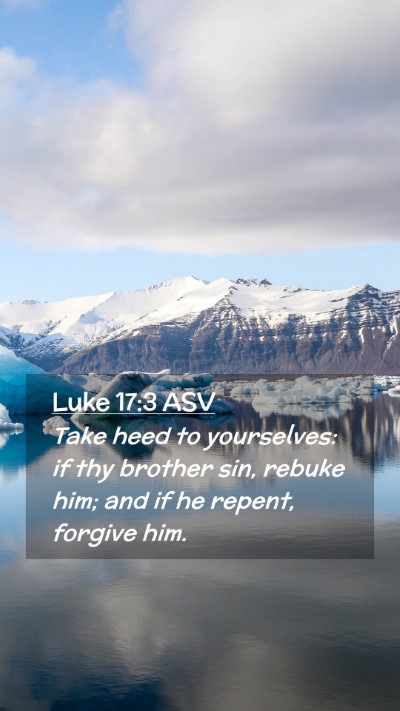 Picture 02 - Luke 17:3 ASV Mobile Phone Wallpaper - Take heed to yourselves: if thy brother sin, - Mobile Bible Verse Wallpaper