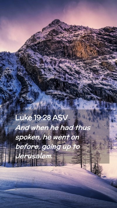 Picture 02 - Luke 19:28 ASV Mobile Phone Wallpaper - And when he had thus spoken, he went on before, - Mobile Bible Verse Wallpaper