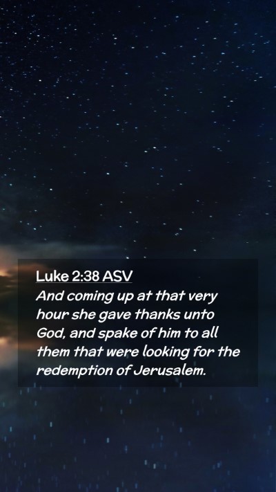 Picture 02 - Luke 2:38 ASV Mobile Phone Wallpaper - And coming up at that very hour she gave thanks - Mobile Bible Verse Wallpaper