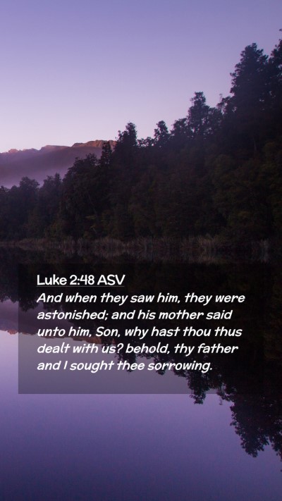 Picture 02 - Luke 2:48 ASV Mobile Phone Wallpaper - And when they saw him, they were astonished; and - Mobile Bible Verse Wallpaper