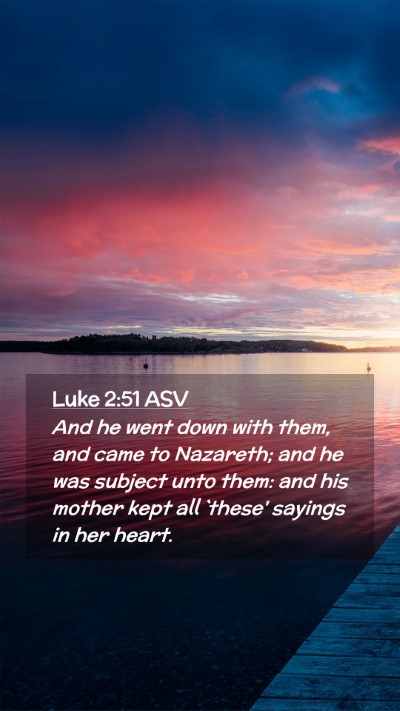 Picture 02 - Luke 2:51 ASV Mobile Phone Wallpaper - And he went down with them, and came to Nazareth; - Mobile Bible Verse Wallpaper