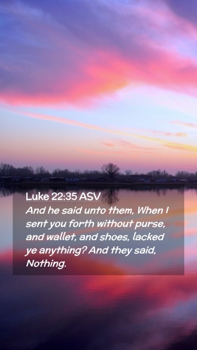 Picture 02 - Luke 22:35 ASV Mobile Phone Wallpaper - And he said unto them, When I sent you forth - Mobile Bible Verse Wallpaper