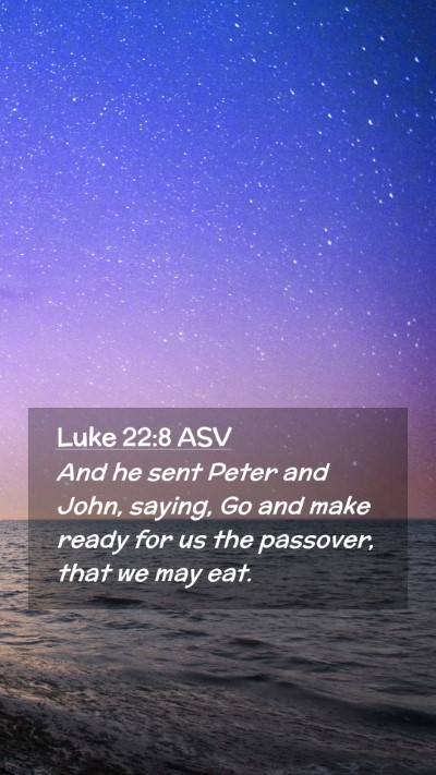 Picture 02 - Luke 22:8 ASV Mobile Phone Wallpaper - And he sent Peter and John, saying, Go and make - Mobile Bible Verse Wallpaper