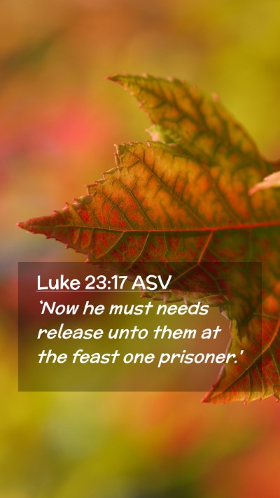 Picture 02 - Luke 23:17 ASV Mobile Phone Wallpaper - `Now he must needs release unto them at the feast - Mobile Bible Verse Wallpaper