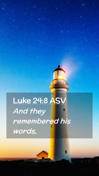 Picture 02 - Luke 24:8 ASV Mobile Phone Wallpaper - And they remembered his - Mobile Bible Verse Wallpaper
