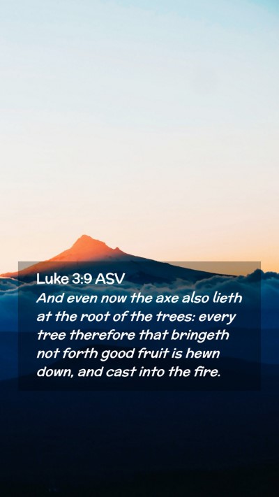 Picture 02 - Luke 3:9 ASV Mobile Phone Wallpaper - And even now the axe also lieth at the root of - Mobile Bible Verse Wallpaper