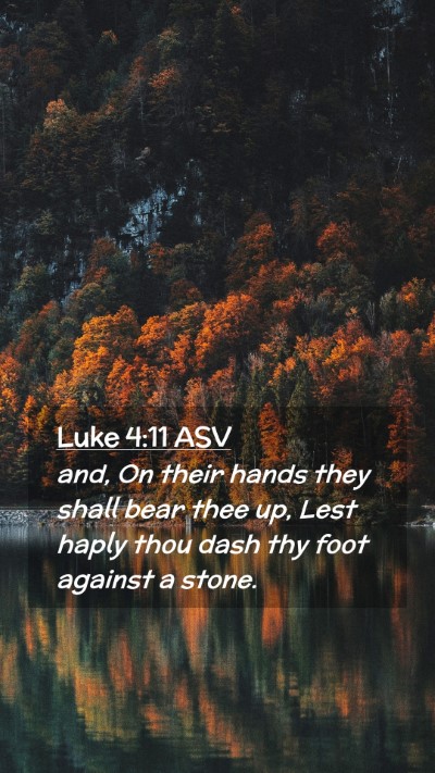 Picture 02 - Luke 4:11 ASV Mobile Phone Wallpaper - and, On their hands they shall bear thee up, Lest - Mobile Bible Verse Wallpaper