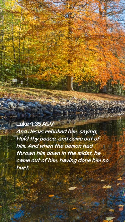 Picture 02 - Luke 4:35 ASV Mobile Phone Wallpaper - And Jesus rebuked him, saying, Hold thy peace, - Mobile Bible Verse Wallpaper