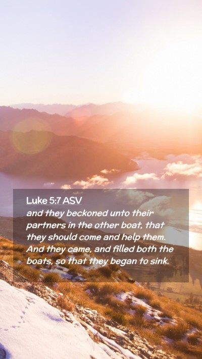 Picture 02 - Luke 5:7 ASV Mobile Phone Wallpaper - and they beckoned unto their partners in the - Mobile Bible Verse Wallpaper
