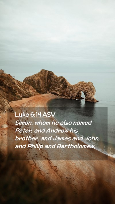 Picture 02 - Luke 6:14 ASV Mobile Phone Wallpaper - Simon, whom he also named Peter, and Andrew his - Mobile Bible Verse Wallpaper