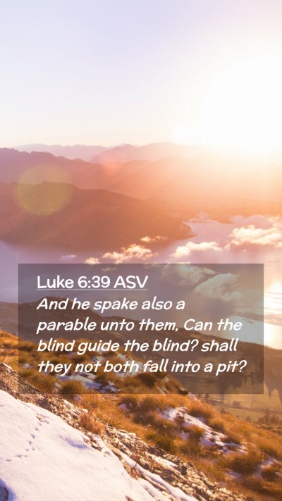 Picture 02 - Luke 6:39 ASV Mobile Phone Wallpaper - And he spake also a parable unto them, Can the - Mobile Bible Verse Wallpaper