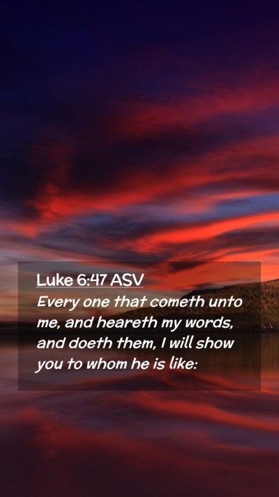 Picture 02 - Luke 6:47 ASV Mobile Phone Wallpaper - Every one that cometh unto me, and heareth my - Mobile Bible Verse Wallpaper