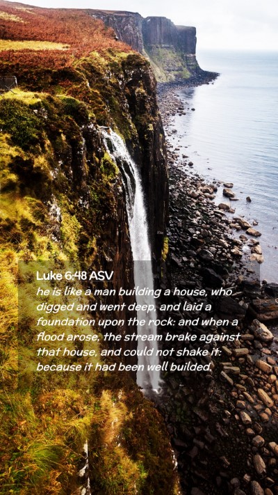 Picture 02 - Luke 6:48 ASV Mobile Phone Wallpaper - he is like a man building a house, who digged and - Mobile Bible Verse Wallpaper